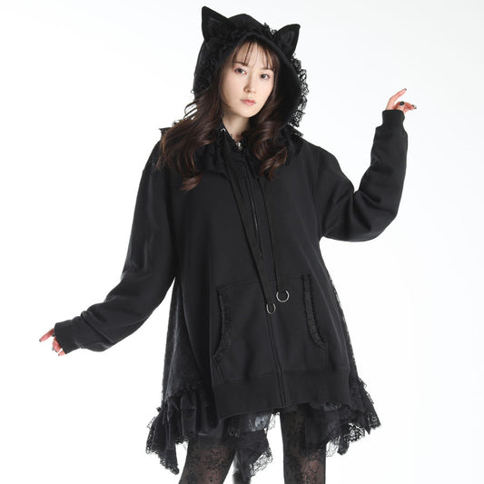 H＆A猫耳朵斗篷扎皮式连衣裙PACKA B型（黑色X黑色）