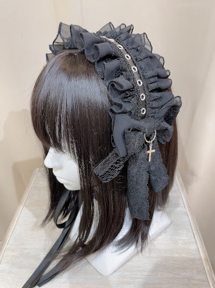 SWEET DEVIL EYELET HEAD DRESS (BLACK)