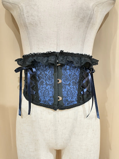 LACE UP VERY SHORT CORSET(BLACK×NAVY)
