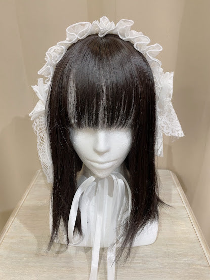 SWEET DEVIL EYELET HEAD DRESS (WHITE × SILVER)