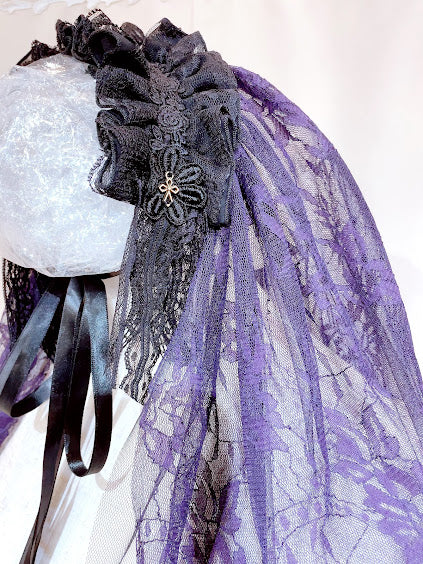 双面纱头连衣裙（黑色X紫色）