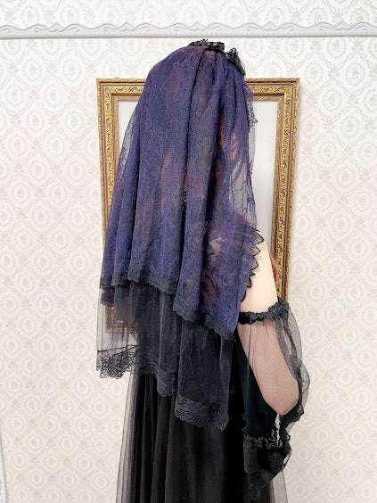 双面纱头连衣裙（黑色X紫色）
