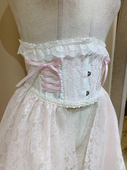 TIERED LACE TAIL VERY SHORT CORSET (PINK)