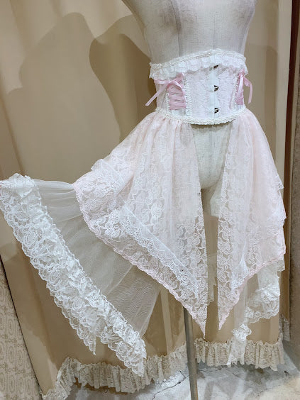 TIERED LACE TAIL VERY SHORT CORSET (PINK)