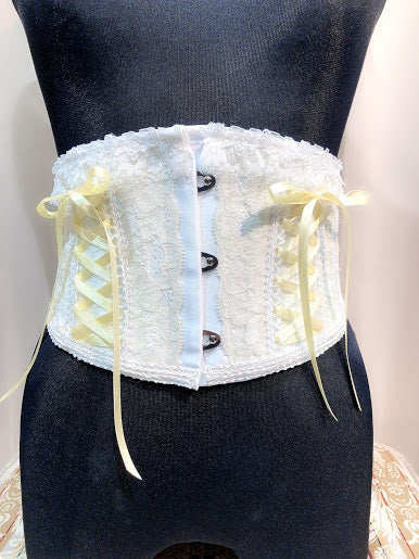 LACE UP VERY SHORT CORSET(WHITE×YELLOW)