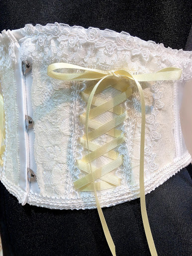 LACE UP VERY SHORT CORSET(WHITE×YELLOW)