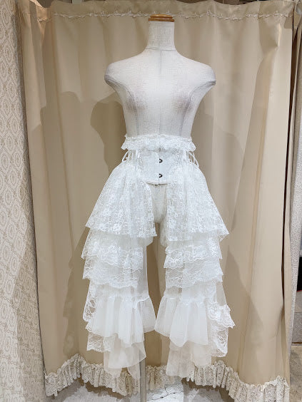 SIDE LONG LACE TAIL VERY SHORT CORSET (WHITE)