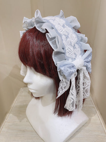 ROSE LACE HAIRPIN HEAD DRESS (BLUE × WHITE)