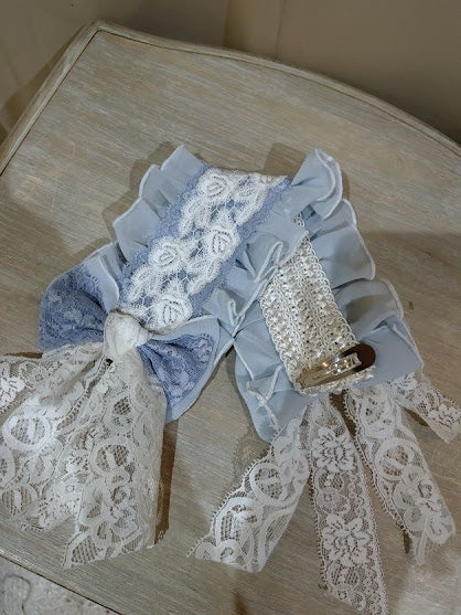 ROSE LACE HAIRPIN HEAD DRESS (BLUE × WHITE)