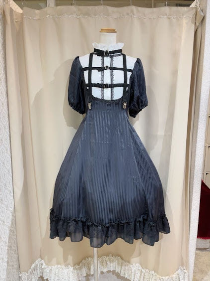 HARNESS FISHTAIL DRESS(BLACK × WHITE)