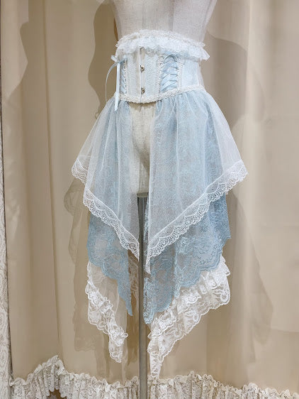 TIERED LACE TAIL VERY SHORT CORSET (BLUE x WHITE)