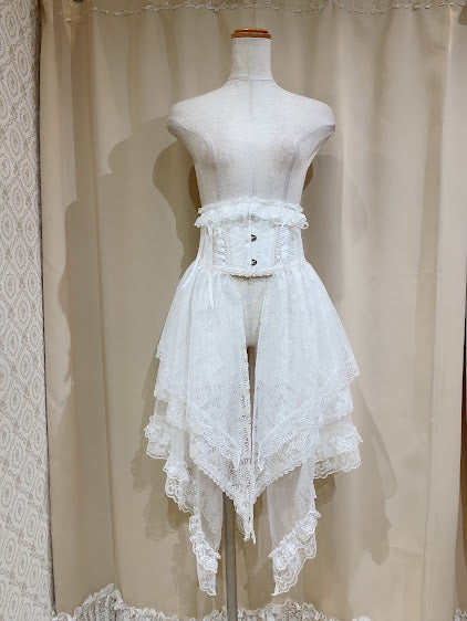 TIERED LACE TAIL VERY SHORT CORSET (WHITE)