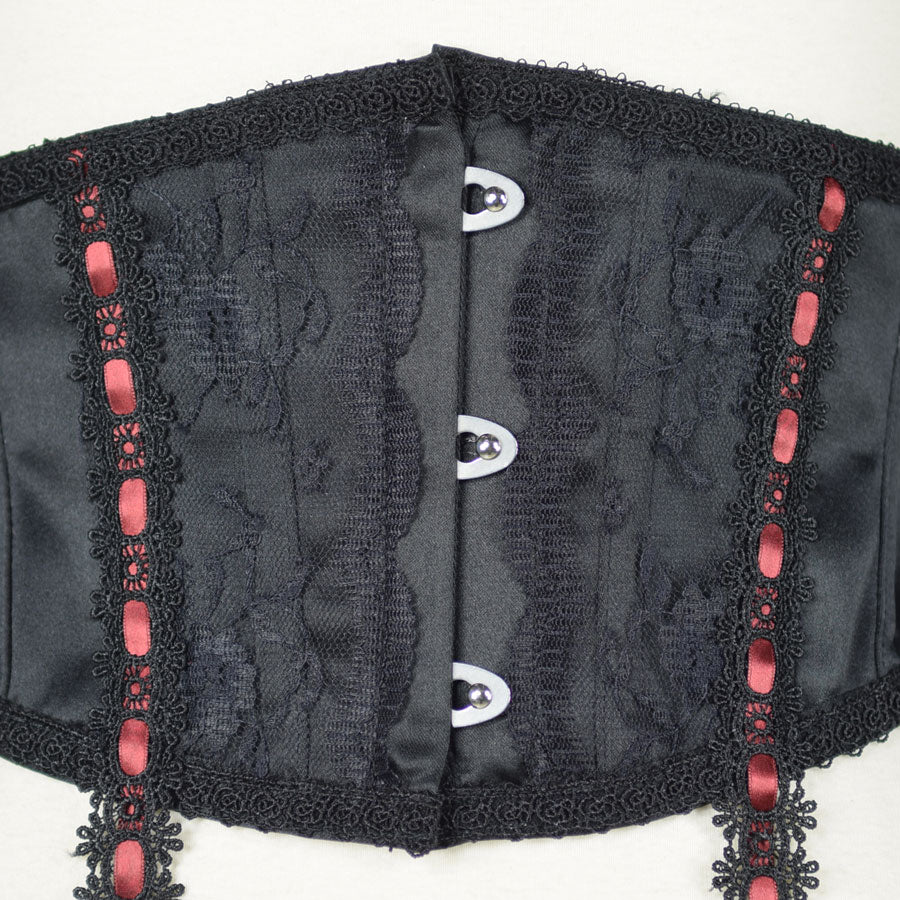 GARTER BELT-LIKE VERY SHORT CORSET (BLACK x RED) MAJOH GARTER BELT-LIKE VERY SHORT CORSET (BLACK x RED) MAJOH