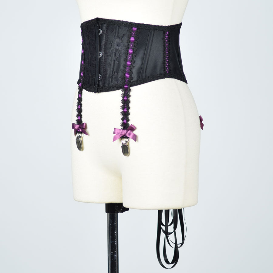 GARTER BELT-LIKE VERY SHORT CORSET (BLACK x PURPLE) MAJOH GARTER BELT-LIKE VERY SHORT CORSET (BLACK x PURPLE) MAJOH