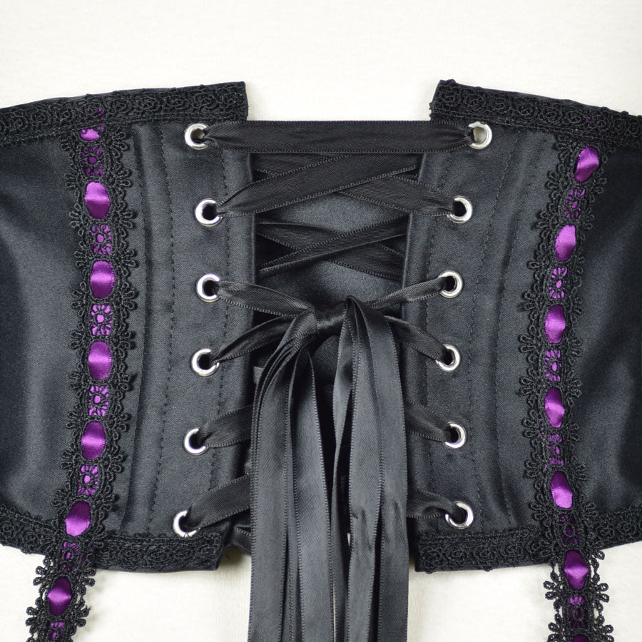 吊带皮带很短的紧身胸衣（黑色X紫色）