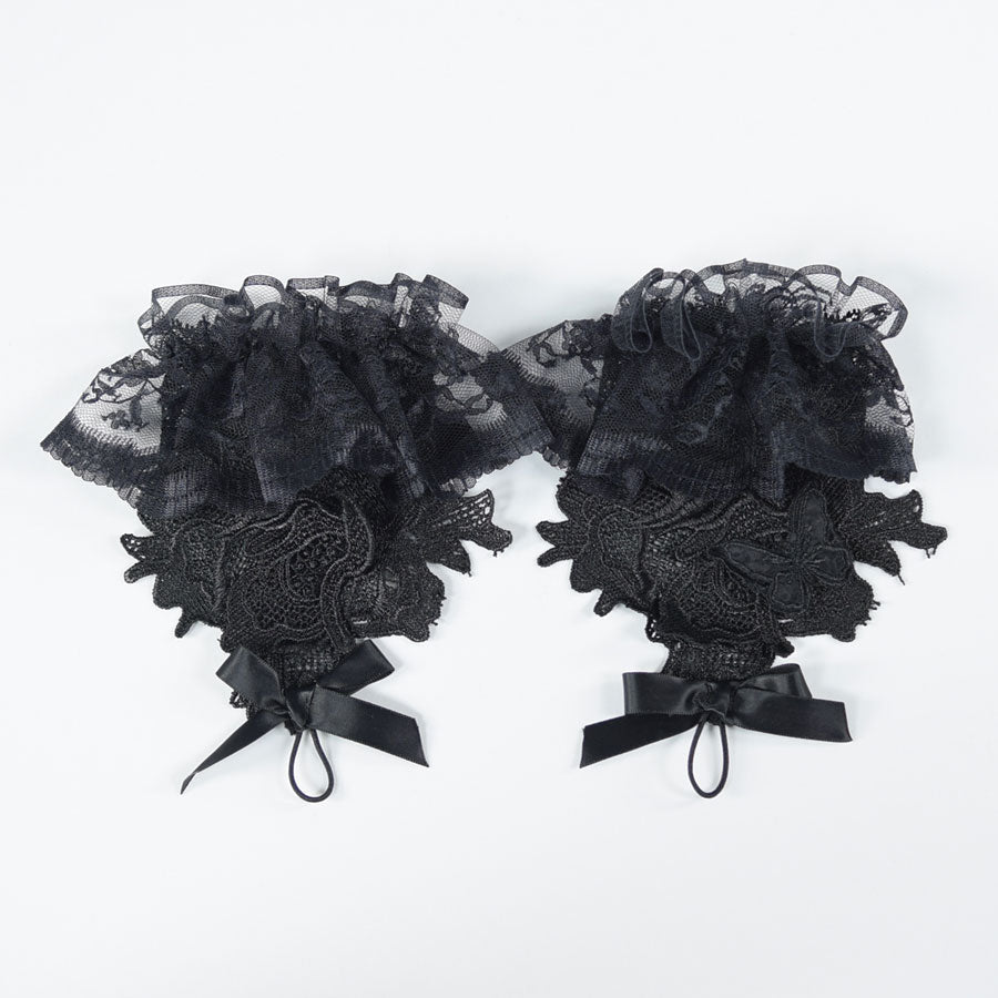 ROSE EMBROIDERY HAND VEIL (BLACK)