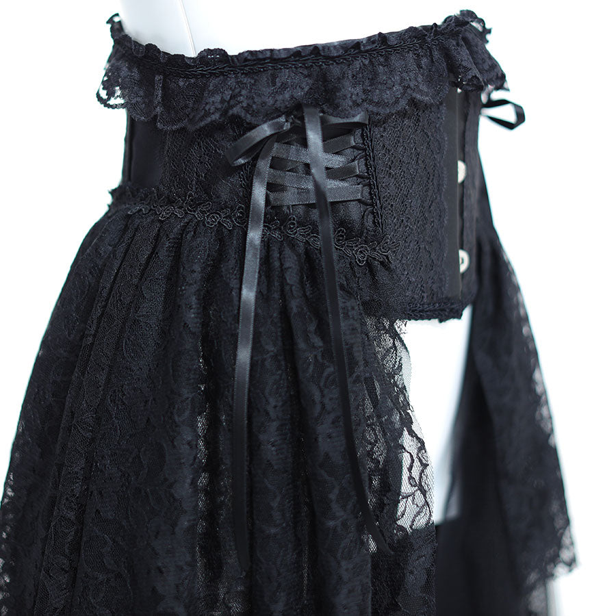 SIDE LONG LACE TAIL VERY SHORT CORSET (BLACK)