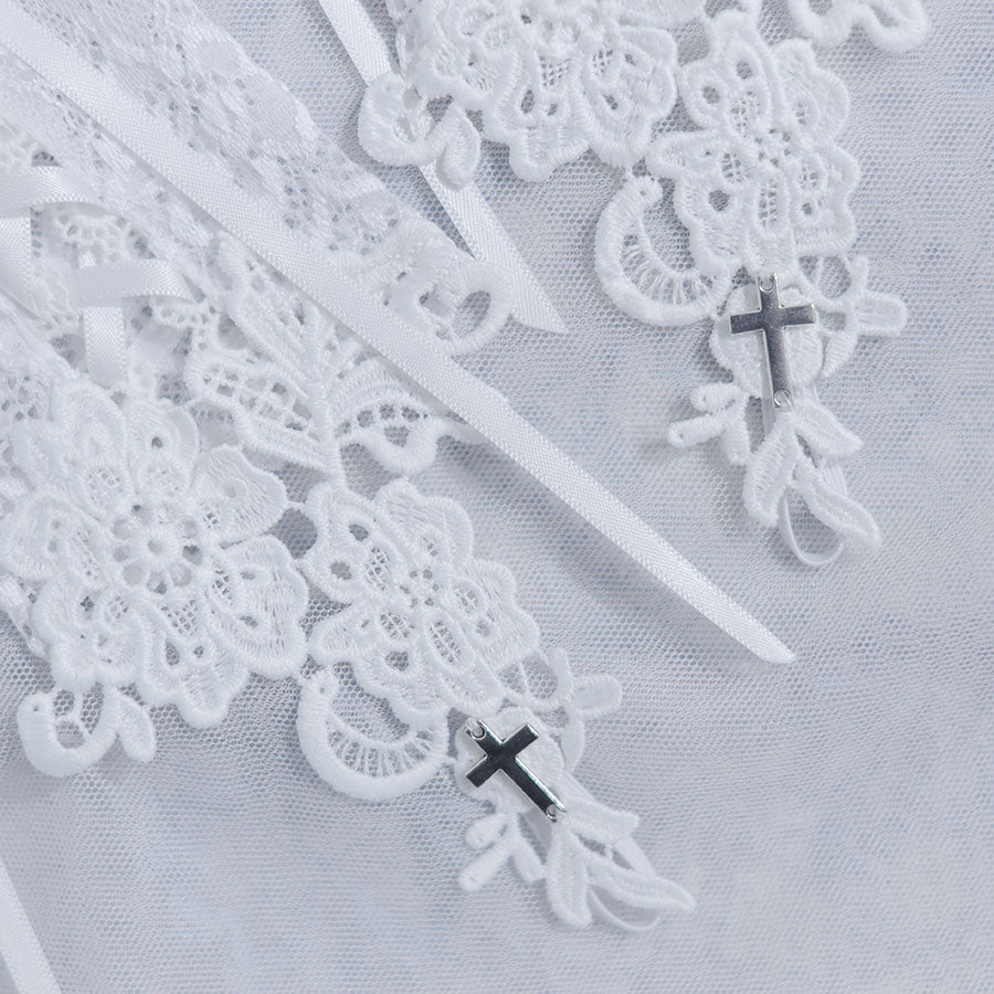 CROSS CHARM LACE UP ARM COVER (WHITE)