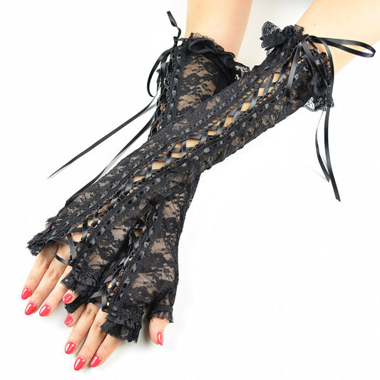 LACE UP LONG ARM WARMER (BLACK)