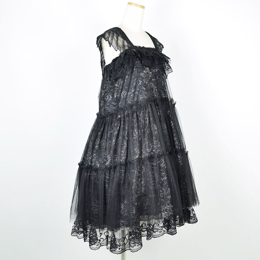 ORGANDY WING SHINY DRESS (BLACK)