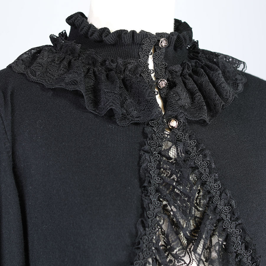 SLEEVE LACE UP HIGH NECK BOLERO (BLACK)